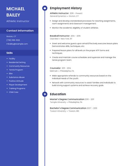 Athletic Instructor Resume