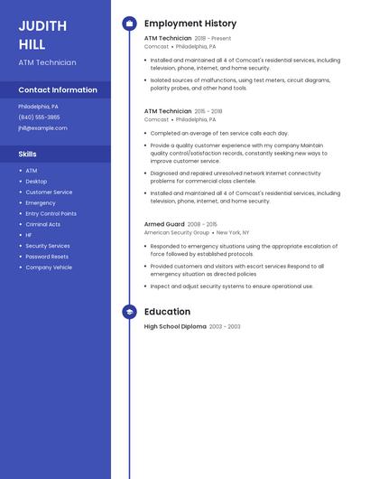ATM Technician Resume