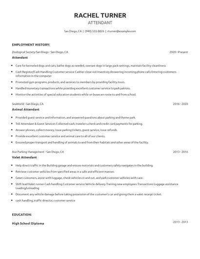 Attendant Resume