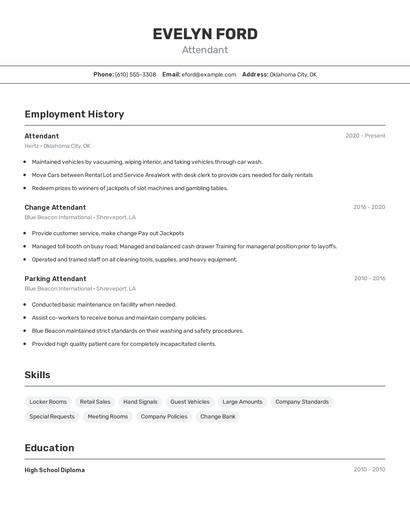 Attendant Resume