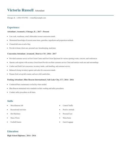 Attendant Resume