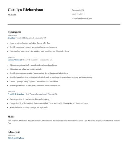 Attendant Resume