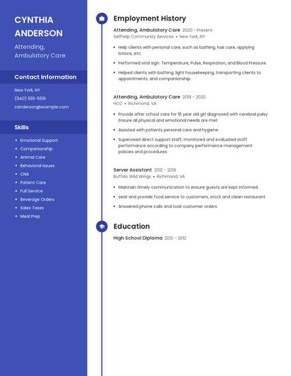Attending, Ambulatory Care Resume