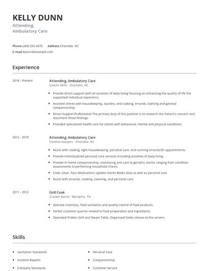 Attending, Ambulatory Care Resume