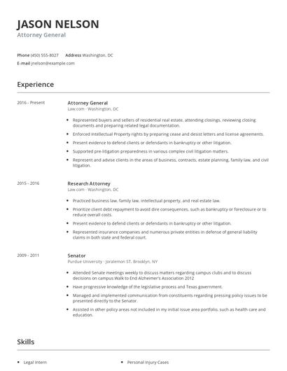 Attorney General Resume