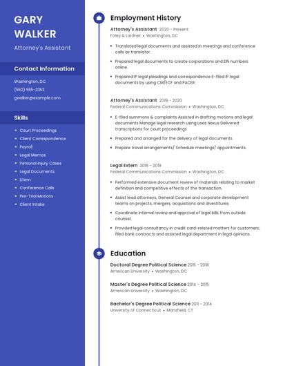 Attorney's Assistant Resume