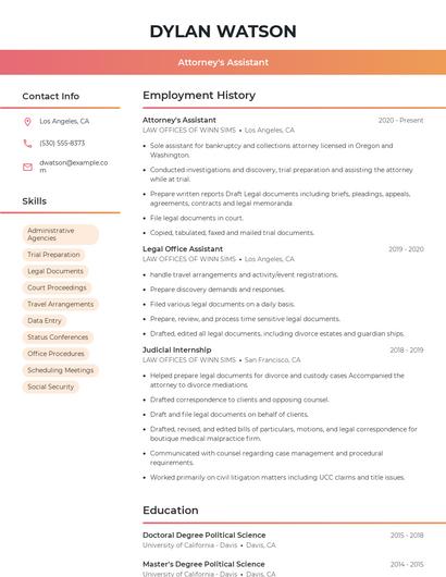 Attorney's Assistant Resume