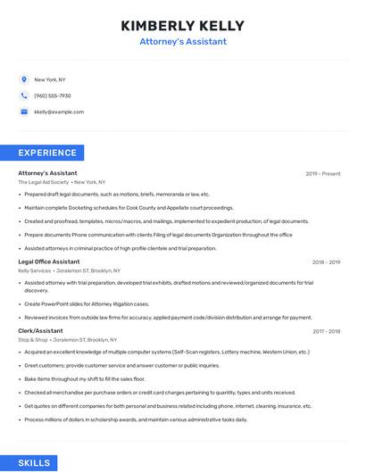 Attorney's Assistant Resume