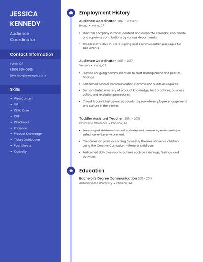 Audience Coordinator Resume