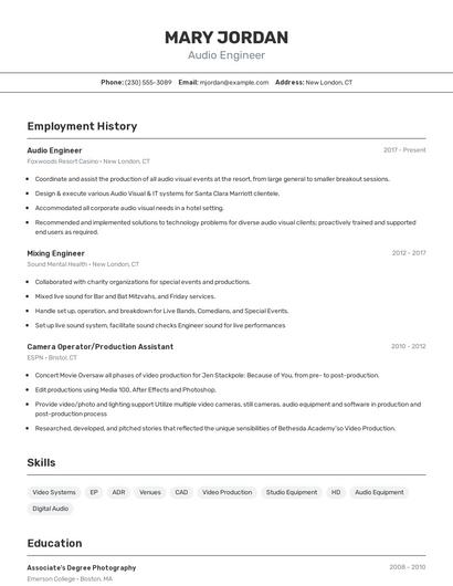 Resume example 2