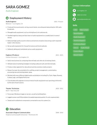 Resume example 5