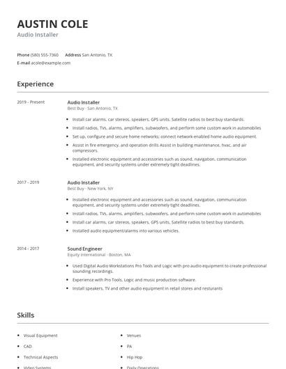 Audio Installer Resume
