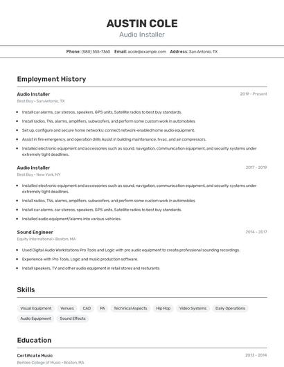 Audio Installer Resume