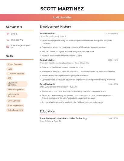 Audio Installer Resume