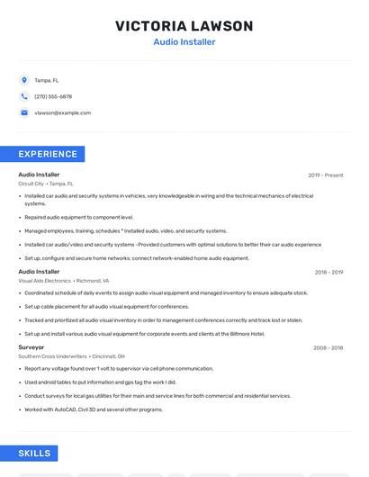 Audio Installer Resume