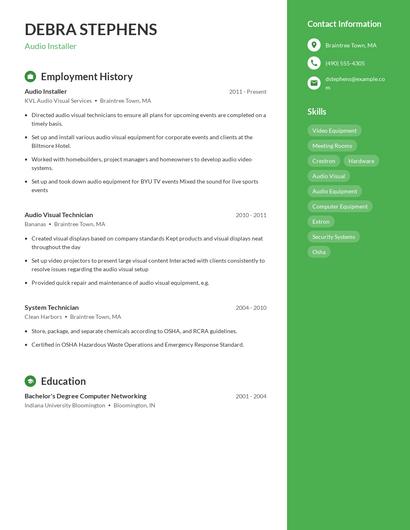Audio Installer Resume
