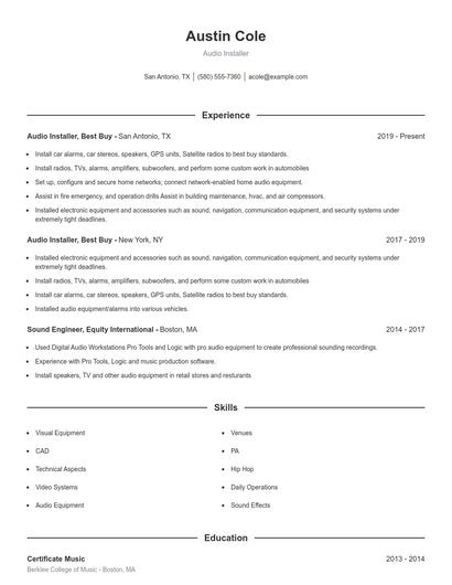 Audio Installer Resume