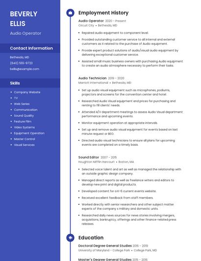 Audio Operator Resume