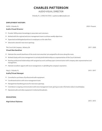 Audio-Visual Director Resume