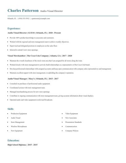 Audio-Visual Director Resume
