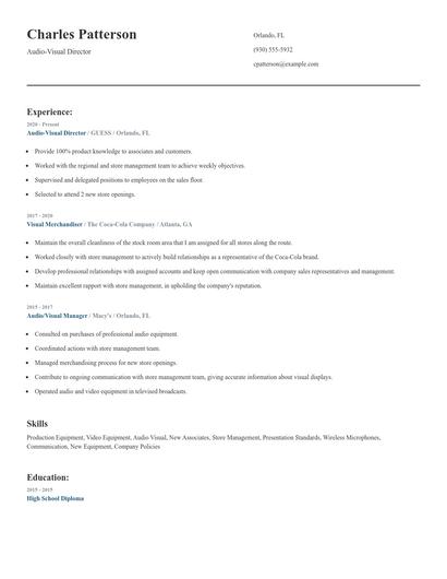 Audio-Visual Director Resume