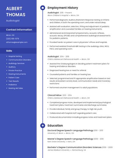 Audiologist Resume
