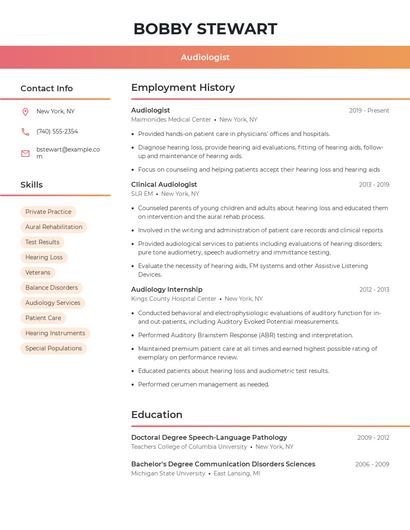 Audiologist Resume