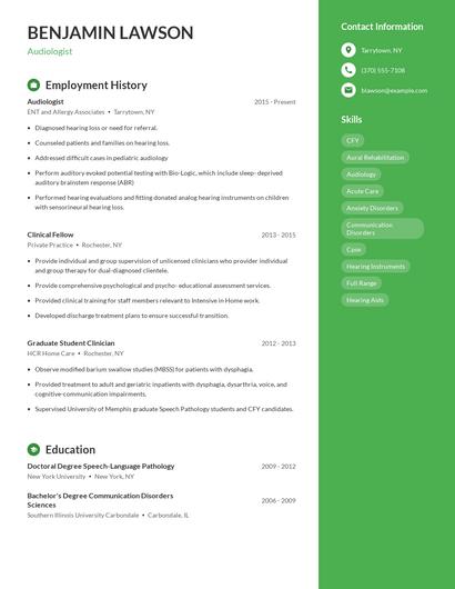 Audiologist Resume