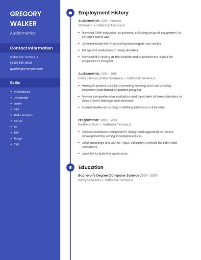 Audiometrist Resume