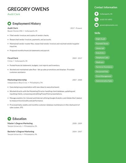 Resume example 5
