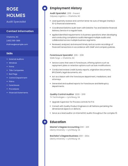 Audit Specialist Resume