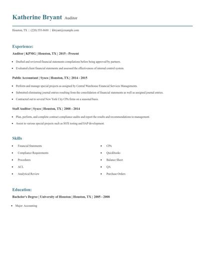 Auditor Resume