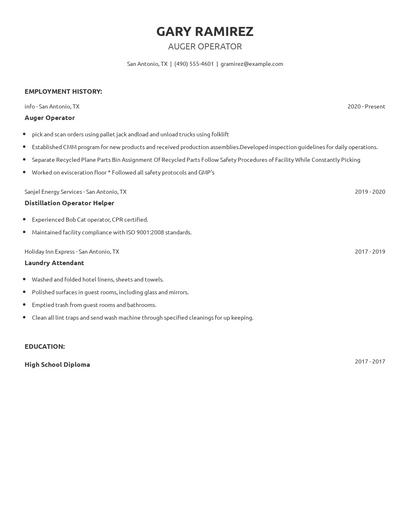 Auger Operator Resume