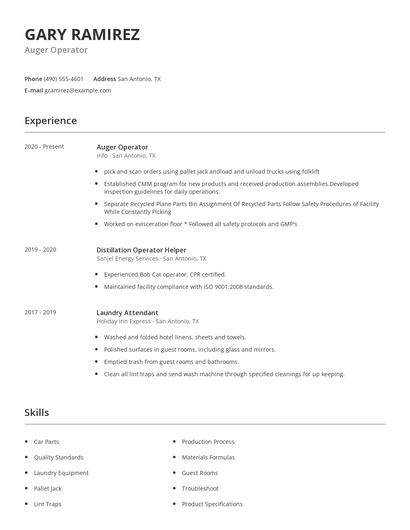 Auger Operator Resume