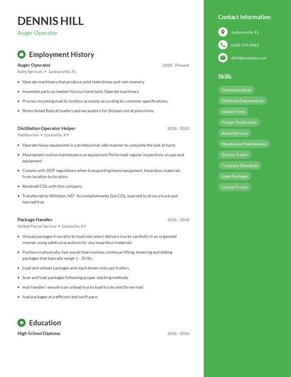 Auger Operator Resume