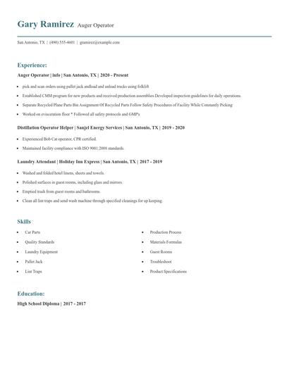 Auger Operator Resume