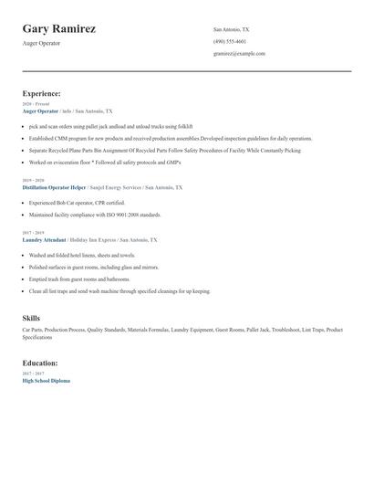 Auger Operator Resume