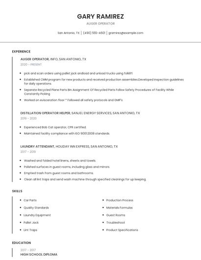 Auger Operator Resume