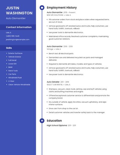 Auto Dismantler Resume
