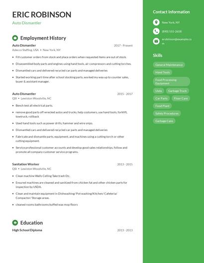 Auto Dismantler Resume
