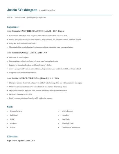 Auto Dismantler Resume