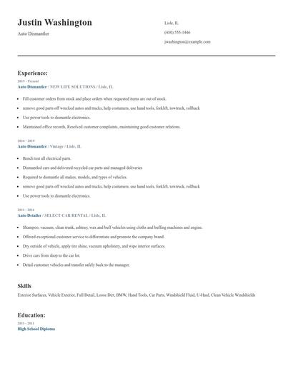 Auto Dismantler Resume