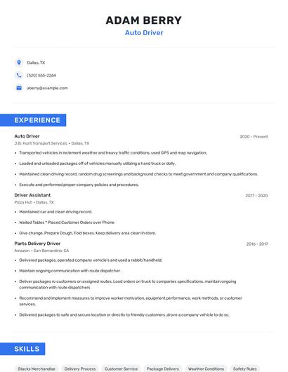 Auto Driver Resume