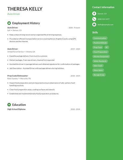 Auto Driver Resume