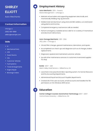 Auto Mechanic Resume