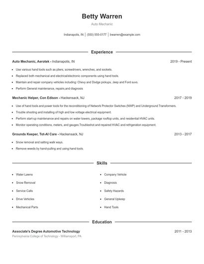 Resume example 1