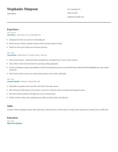 Auto Porter Resume