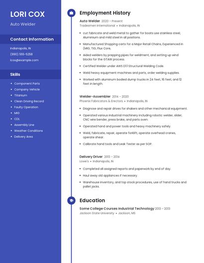 Auto Welder Resume
