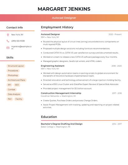 Autocad Designer Resume
