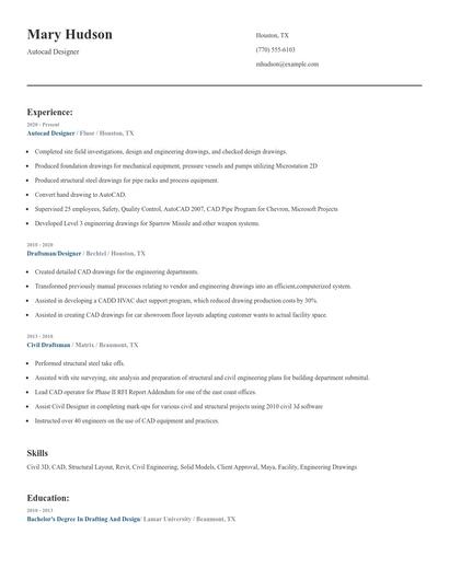 Autocad Designer Resume